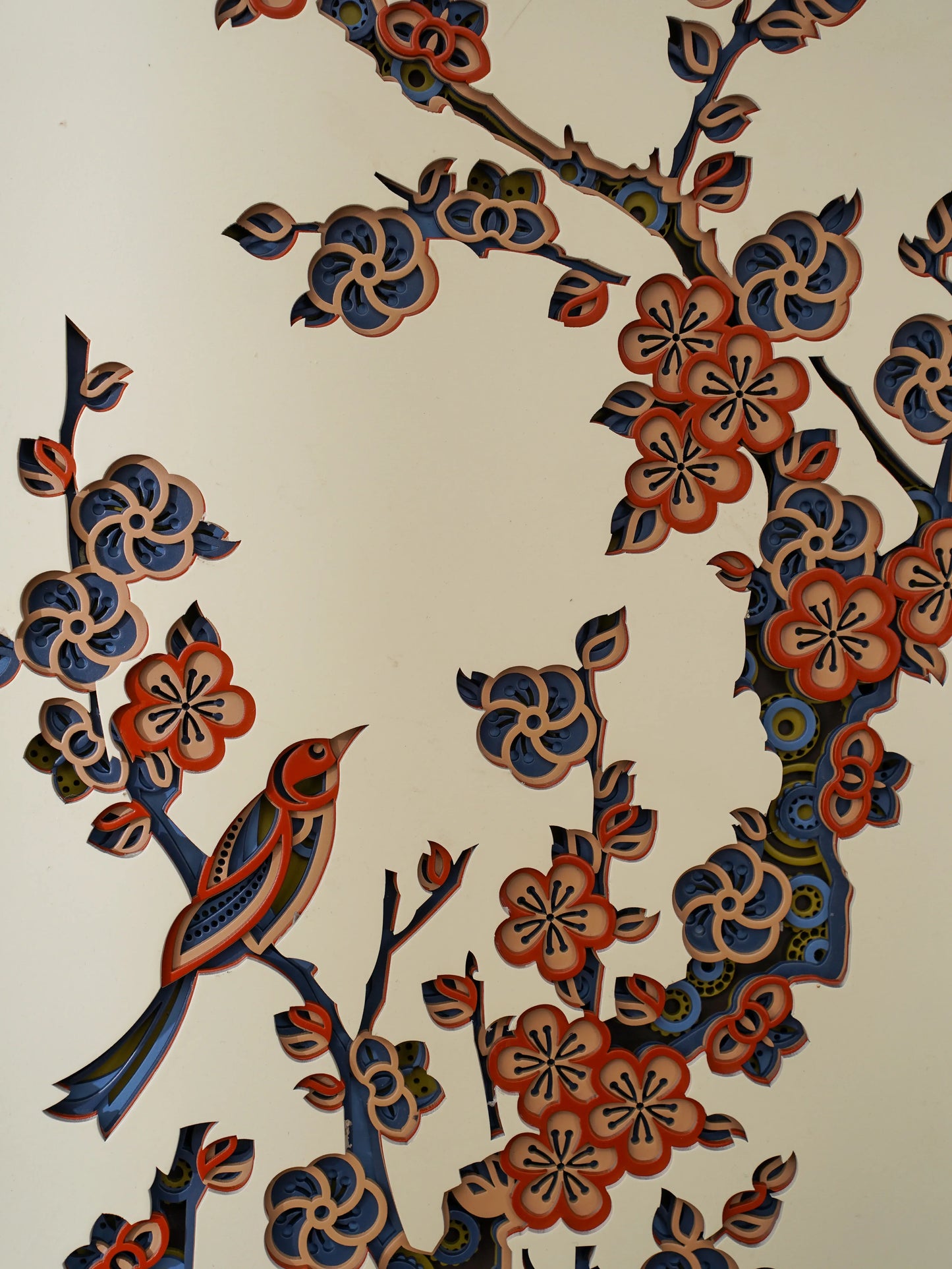 3D Wood Wall Art Botanical Quadrant - Multilayered Laser Cut Floral Decor - Hand Painted Nature Set - velvet & grain