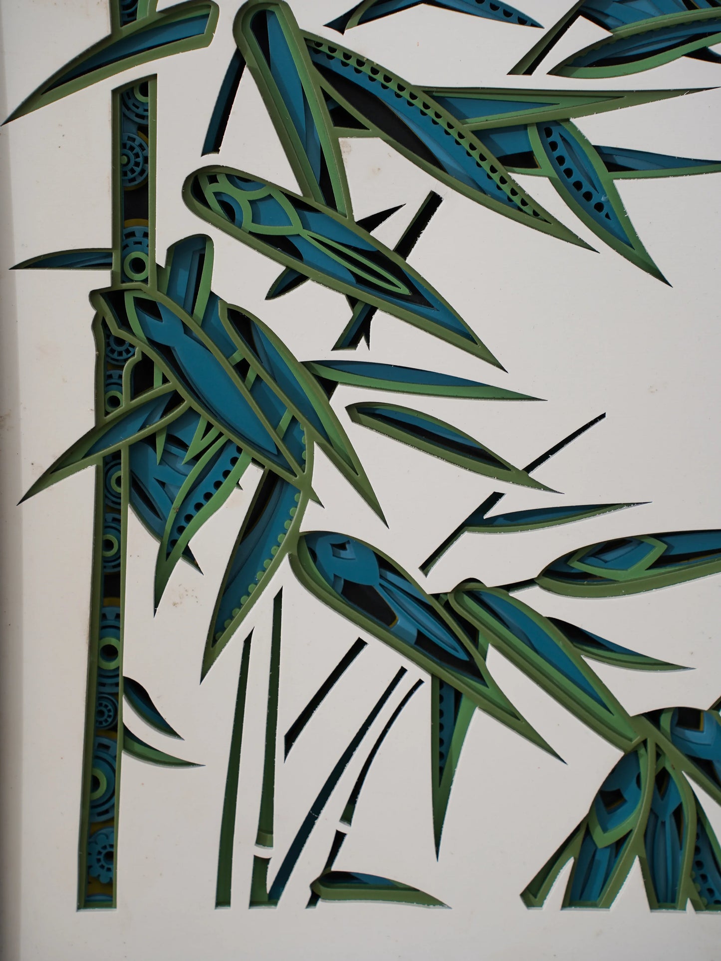 3D Wood Wall Art Botanical Quadrant - Multilayered Laser Cut Floral Decor - Hand Painted Nature Set - velvet & grain