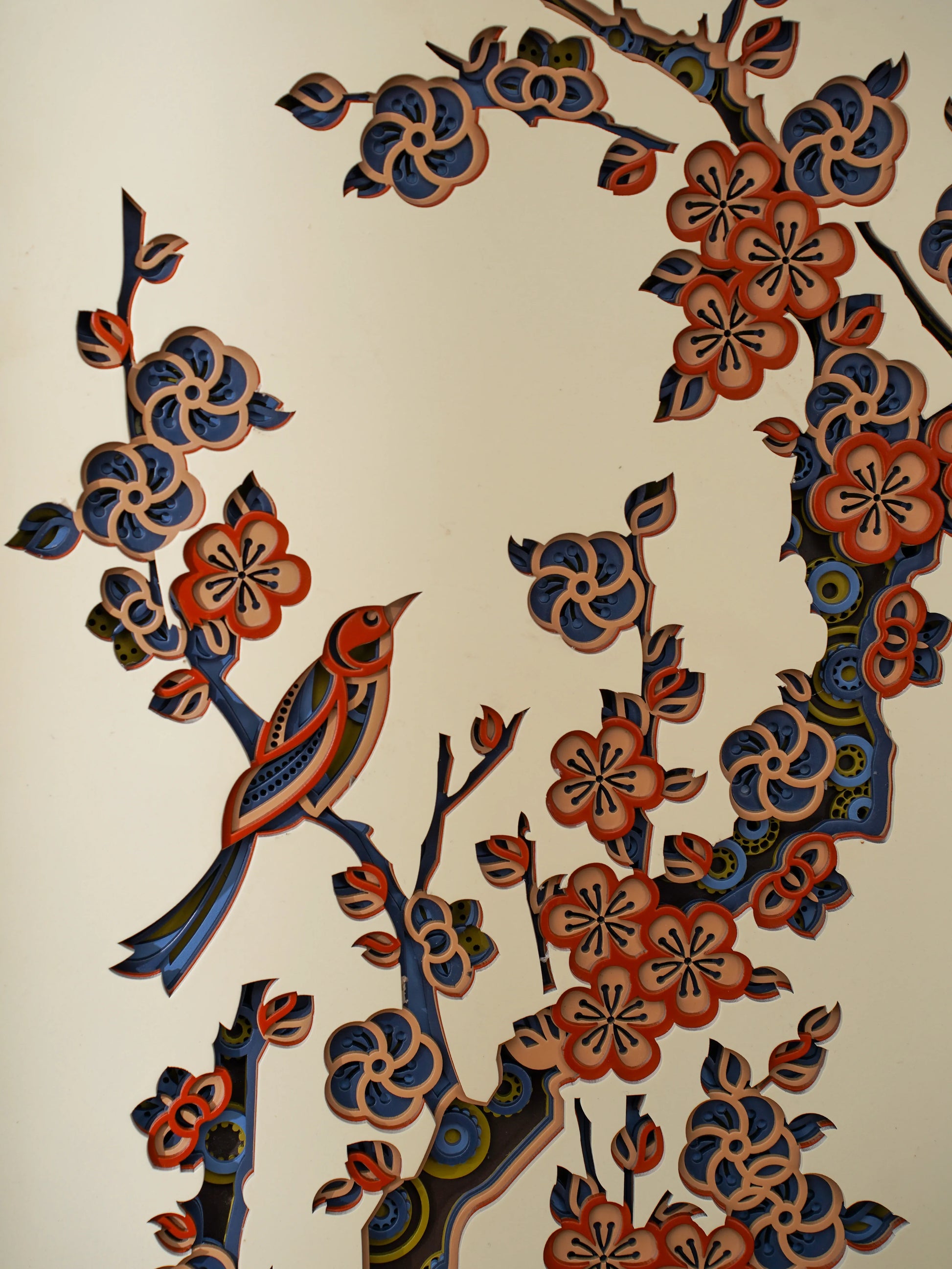 Nature-Inspired 3D Wood Wall Art Blossom & Birds — Hand-Finished Minimalist Home Decor — Modern Laser Cut Birch Plywood Sculpture - velvet & grain