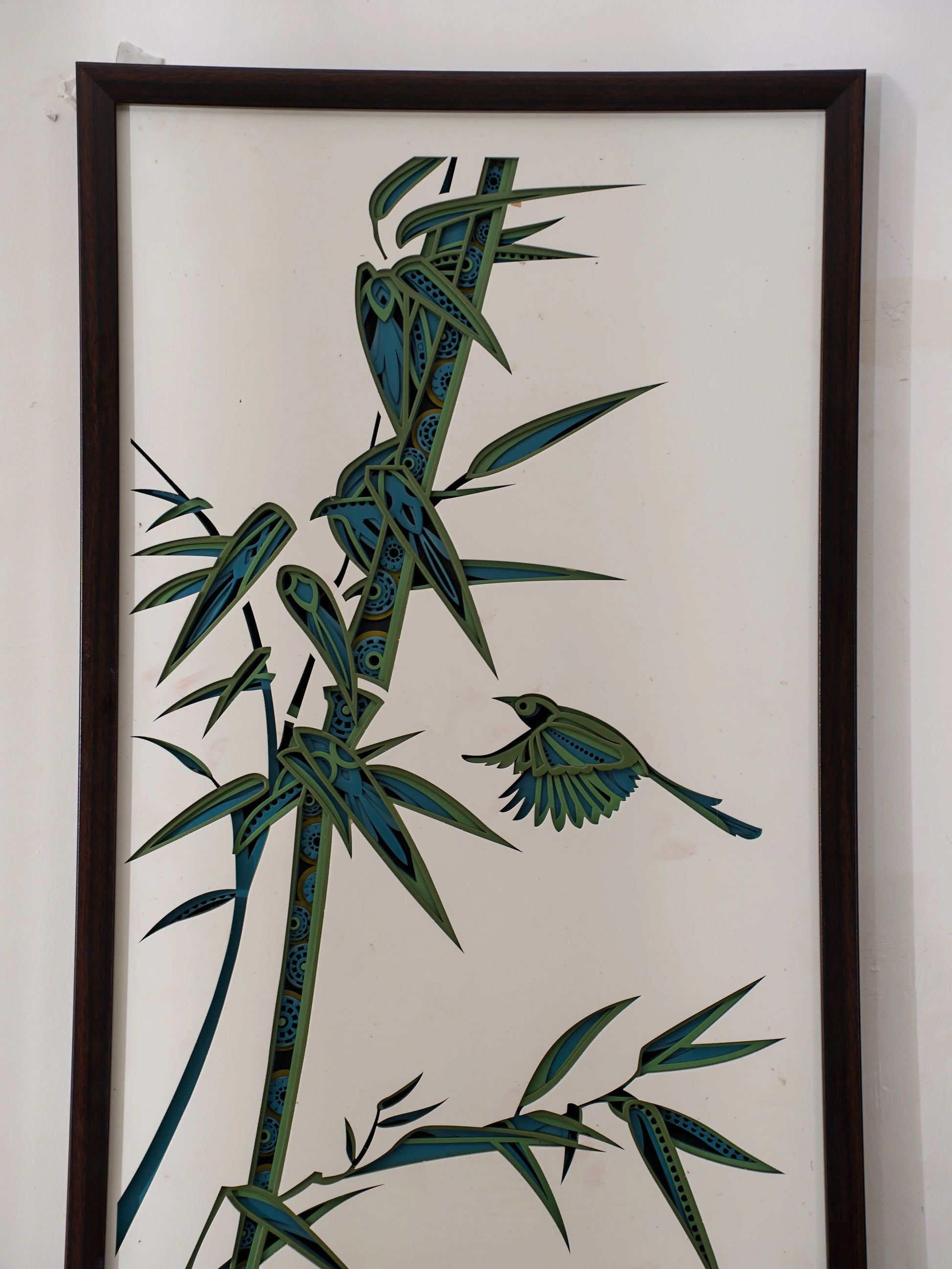 Oriental Zen 3D Wood Wall Art Bamboo Whispers — Textured Tropical Home Decor — Minimalist Laser Cut Birch teakwood Artwork - velvet & grain