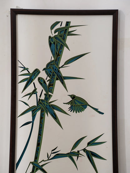 Oriental Zen 3D Wood Wall Art Bamboo Whispers — Textured Tropical Home Decor — Minimalist Laser Cut Birch teakwood Artwork - velvet & grain