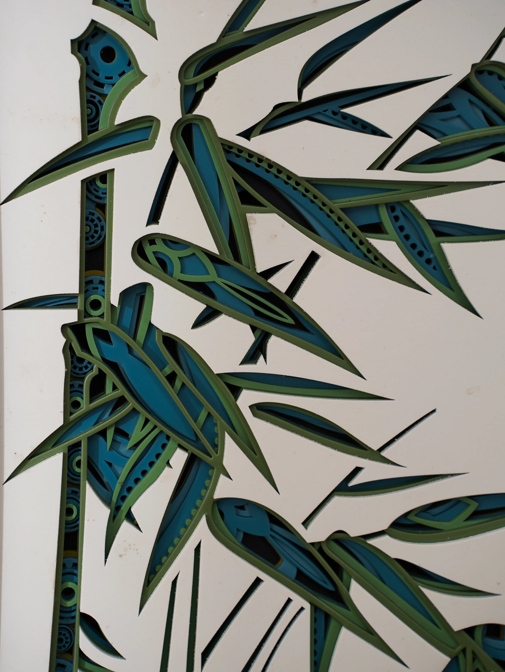 Oriental Zen 3D Wood Wall Art Bamboo Whispers — Textured Tropical Home Decor — Minimalist Laser Cut Birch teakwood Artwork - velvet & grain