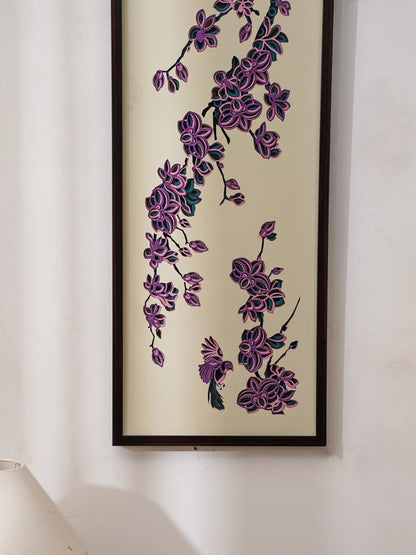 Artisan Crafted 3D Wood Art Floral Serenade — Romantic Botanical Filigree Decor — Modern Layered Birch teakwood Wall Piece - velvet & grain