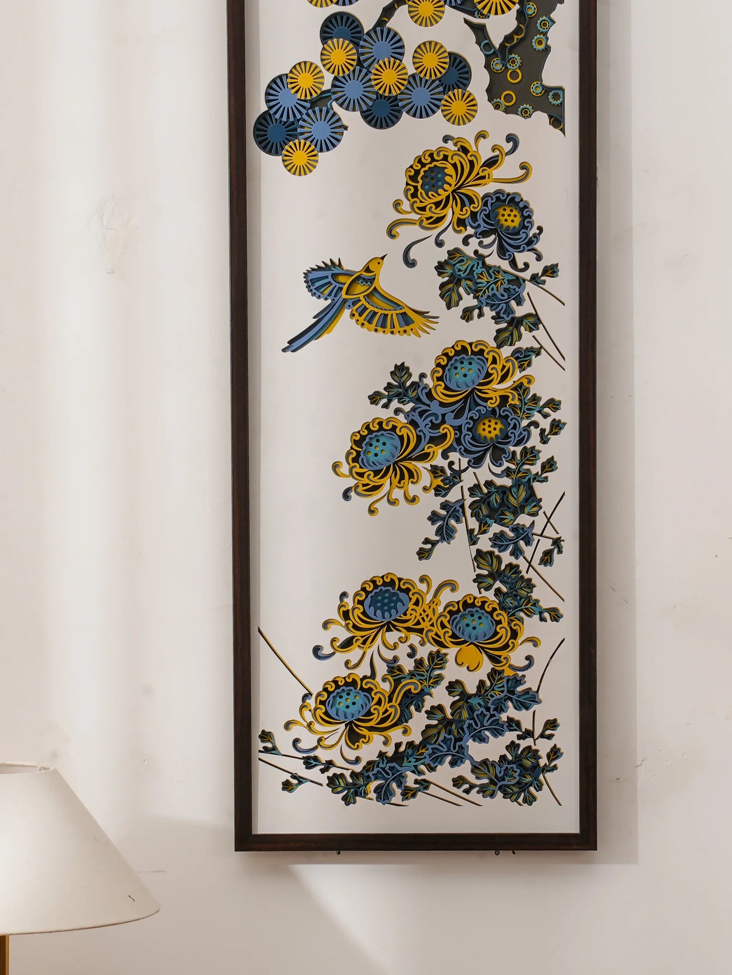 Modern Wall Art Chrysanthemum Flight - Luxury 3D Wood Decor - Minimalist Multilayered Floral Zen Sculpture - velvet & grain