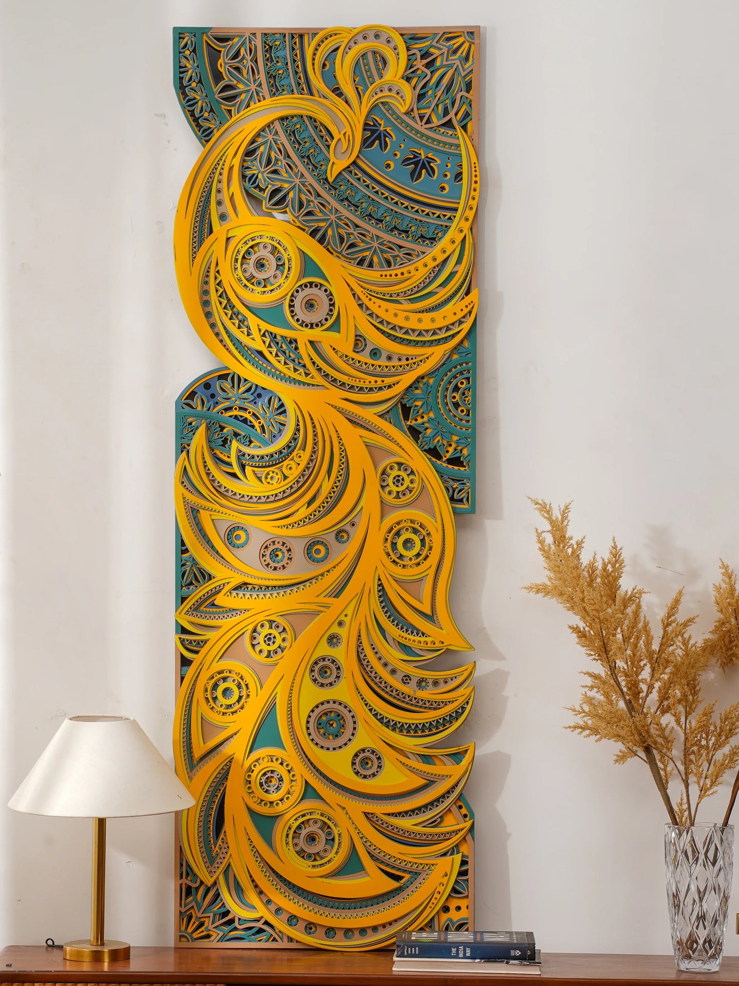 Vibrant Radiant 3D Wood Art Eternal Ember — Modern Layered Fire Decor — Contemporary Laser Cut Teakwood Style Sculpture - velvet & grain