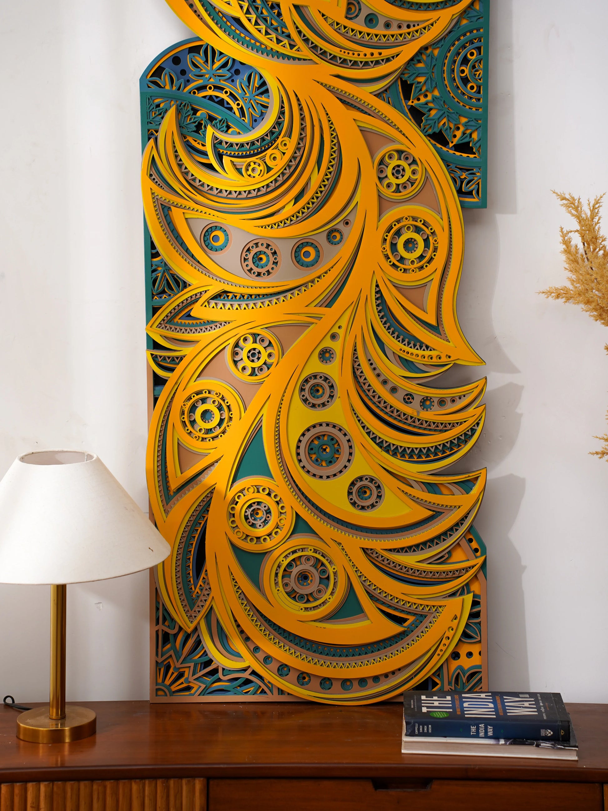 Vibrant Radiant 3D Wood Art Eternal Ember — Modern Layered Fire Decor — Contemporary Laser Cut Teakwood Style Sculpture - velvet & grain