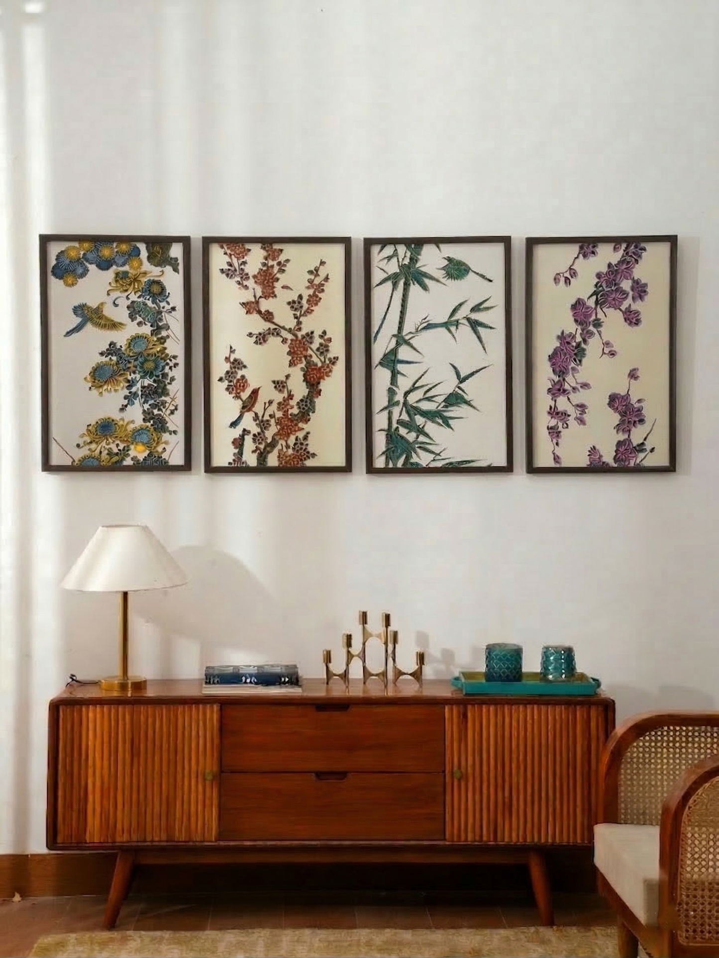 Botanical Quadrant Wall Decor -16X48