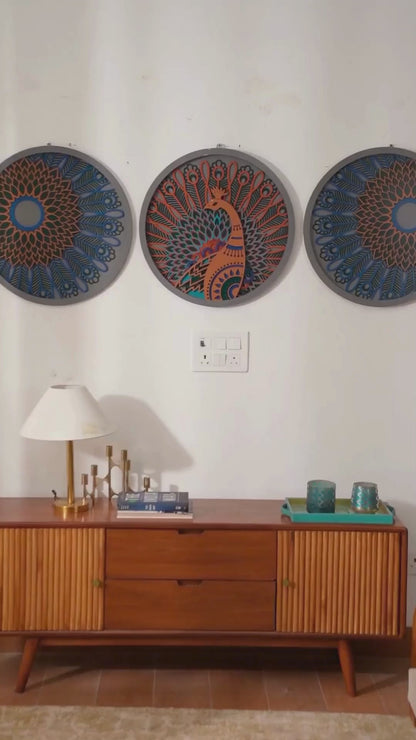 Exotic 3D Wood Art Peacock Prism Combo — Luxury Matching Home Decor Set — Minimalist Laser Cut Jewel-Tone Gallery Wall