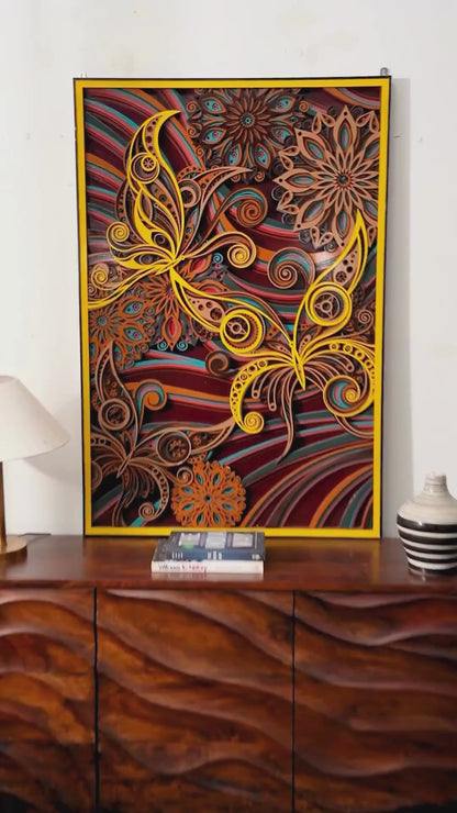 Ethereal 3D Wood Art Butterfly Symphony — Intricate Laser Cut Filigree Decor — Modern Layered Birch Wall Relief Sculpture