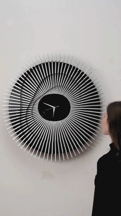 Architectural 3D Wood Wall Clock Terrace Dial — Multi-Layered Shadow-Play Timepiece — Modern Minimalist Silent Art-Grade Composite Decor