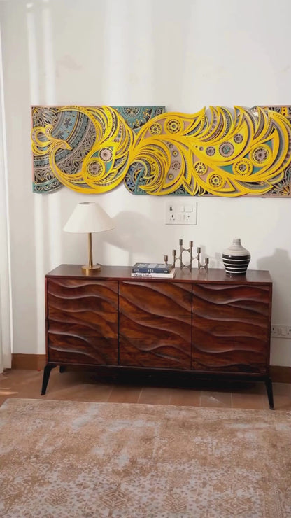 Vibrant Radiant 3D Wood Art Eternal Ember — Modern Layered Fire Decor — Contemporary Laser Cut Teakwood Style Sculpture