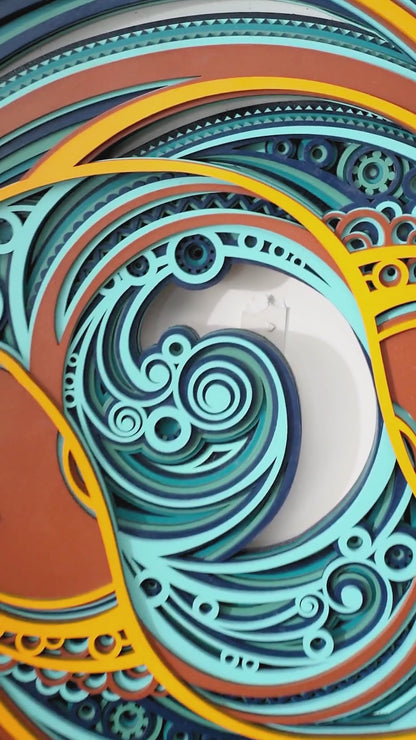 Zen Harmony 3D Wood Wall Art Yin-Yang Balance — Minimalist Teakwood Style Decor — Modern Laser Cut Symbolic Home Sculpture