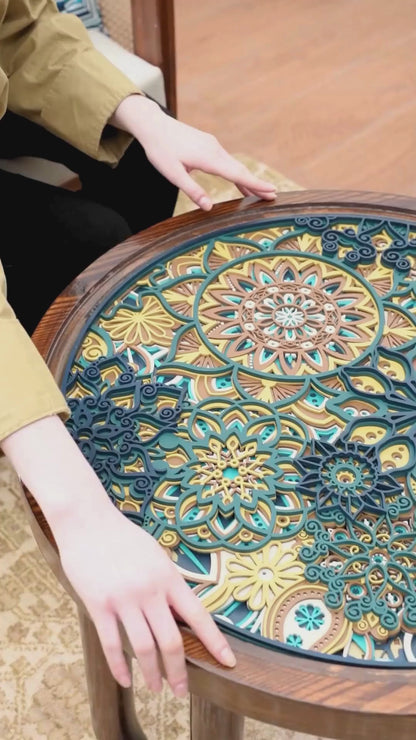 Infinite Teakwood Coffee Table Horizon Loop — 3D Contoured Layered Furniture — Modern Minimalist Low-Profile Artisan Piece